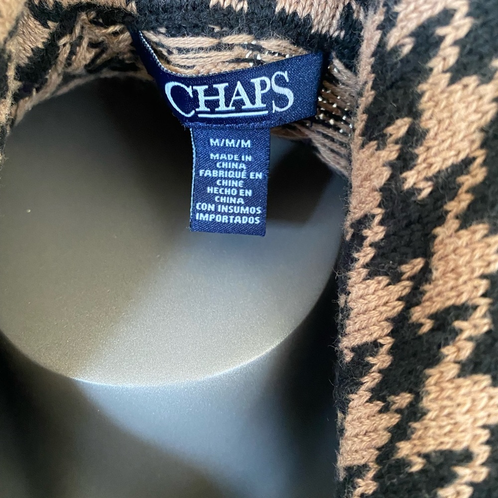 Chaps Size Medium Brown/Black Houndstooth Front Z… - image 4